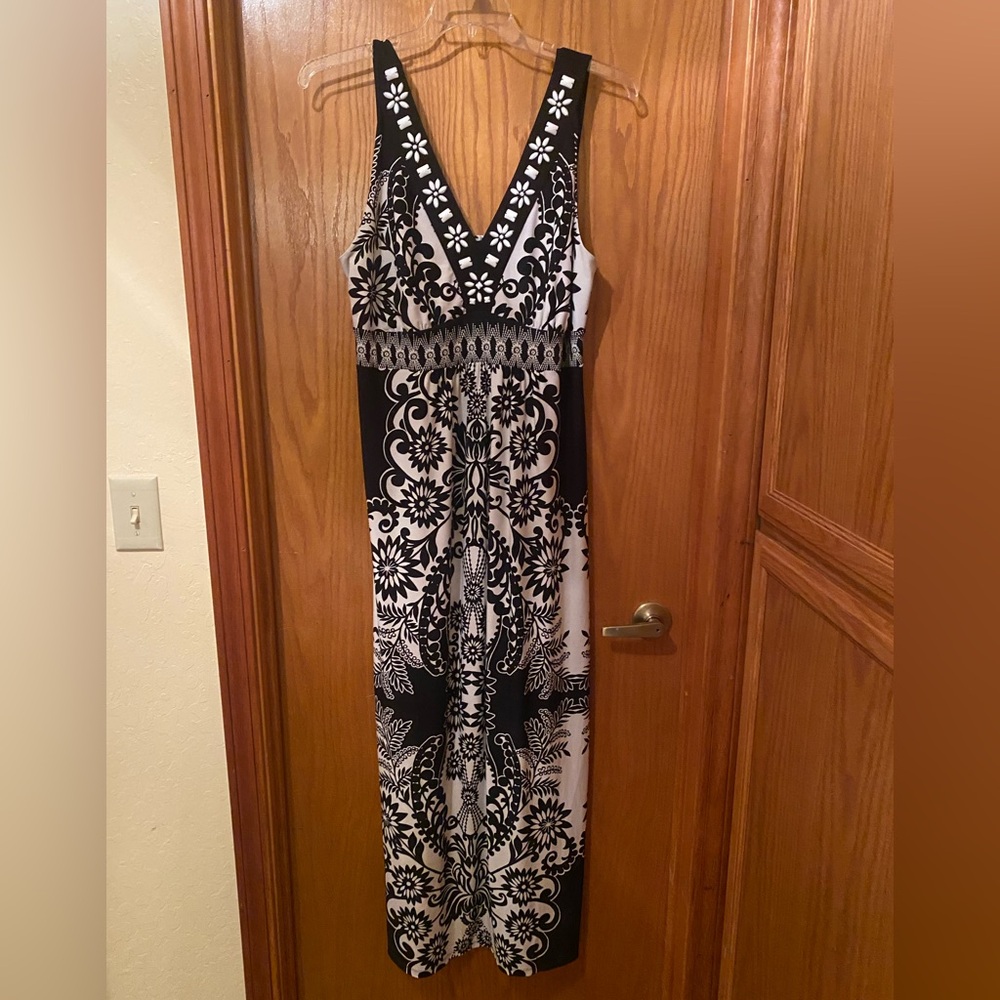 Style & Co. Black and White Floral Maxi Dress 1X